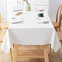 Mantel rectangular, manteles de vinilo resistentes y impermeables, cubierta de mesa lavable y limpiable para cocina y comedor (Blanco, 60 pulgadas X 84 pulgadas) - Blanco84 pulgadas x 60 pulgadasRectangular - Ver 8