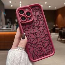 Funda de teléfono de moda [Funda de teléfono de gato] Funda de teléfono con dibujo simple de gato para Samsung Galaxy S25 S24 S23 S22 S21 S20 FE Ultra Plus 4G 5G Note 20 Pro A73 A71 A55 A54 A53 A52 A51 A34 A33 A32 A23 A14 A13 A12 A06 Diseño de cubierta de capa de protección de lente suave para chicas mujeres TPU suave a prueba de golpes más protectora y femenina - 1 pieza - Ver 1