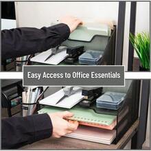 Mind Reader 2MESHBOX5-BLK Mesh Desk Organizer 5 Trays Desktop Document Letter Tray for Folders Mail Stationary Desk Accories 2 Pack Black - Negro - Ver 6