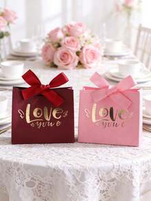 1/5/10pcs Set Heart Wing Foil Ribbon Gift Boxes, Valentine's Day Gift Bags, High Quality Paper, Suitable For Wedding Candy, Valentine's Chocolate, Preserved Flowers, Jewelry, Small Gifts, Party Favors, Romantic Holidays, Valentine's Day, Mother's Day And Other Occasions, Universal Gift Packaging - Multicolor - View 4