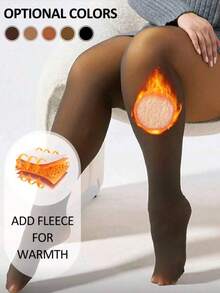 1双200克加大码保暖紧身裤，轻盈透气半透明保暖打底裤，单缝设计，户外加厚款，冬季舒适 - 咖啡棕 - 查看 2