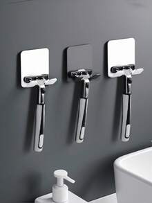 4/3/2/1 件装免钻孔塑料剃须刀架，剃须刀支架，壁挂式剃须刀架，男士剃须刀架，浴室挂钩，家居浴室装饰，免钻孔剃须刀架，壁挂式，带挂钩，可悬挂电线、插头、衣物、包包、钥匙、插头、珠宝、毛巾、淋浴用品 - 理想的家居礼品 - 送给丈夫的理想礼物，简约设计的壁挂式浴室挂钩，浴室配件和收纳方案（颜色和款式随机） - 黑色 - 查看 8