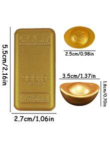 5个/3个/2个/1个逼真的纯金迷你金锭,风水摆件,收藏品,可用作风水装饰、礼品或摆设,寓意带来好运、健康和财富。 - 彩色 - 查看 4