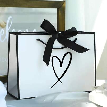 1 Stück individuell gestaltete Mode Hochzeitsgeschenktasche, Geburtstag, Jahrestag, Gedenktasche, individuell bedruckbarer Text, unverzichtbare Hochzeitsbevorzugungstasche, stilvolle minimalistische romantische Geschenktasche, Geschenk für Familie, Freunde, Liebhaber, individualisierte Geschenktasche