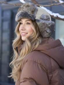 CAMEL CROWN Christmas Merry Knitted Ski Hat, Thick Warm Scarf Beanie Set, Ear & Neck Protection Thick Uniform Hat For Winter - Khaki - View 7