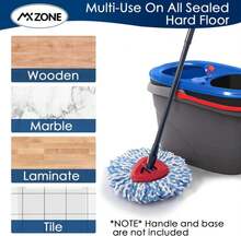 MXZONE Scrubber Mop Head Replacement Compatible With O Cedar EasyWring 1 Tank System, Spin Mop Scrub Brush Head, Hard Bristle Cleaning Brush Attachment For Kitchen Tile Floor, Not Fit RinseClean - ColorJ - 查看 5