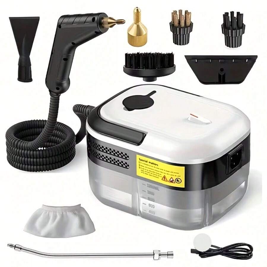 Portable Handheld Steam Cleaner With Brush Heads - Heavy Duty High Pressure Steam Mop For Kitchen, Bathroom Floors - Plug-In (F-Type Adapter) Power: 1200W, AC 220-240V - EU F Type Plug(220-240V) - View 1