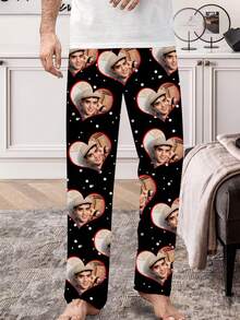 1 szt. Męskie, personalizowane, jednostronne, miękkie, elastyczne, codzienne spodnie do noszenia w domu, z nadrukiem w kropki, idealne na prezent domowy/walentynkowy dla chłopaka, partnera i bliskich przyjaciół - Wielokolorowe - Zobacz 2