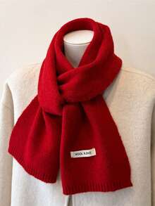 1pc 2025 New Solid Color Scarf, Atmosphere-Enhancing Age-Reducing Warm Scarf, Unisex Rainbow Faux Cashmere Knitted Versatile Accessory - Multicolor - View 9