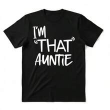 Black T-Shirt With Cat Element And English Text | Everyday Use - Black - View 1