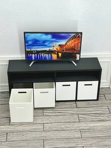 1:12 Scale Minimalist Plastic Dollhouse TV Stand - Bookcase Function & Drawer Storage, Optional Decor Accessories, TV Not Included - Multicolor - View 7