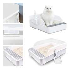 Extra Large Open Cat Litter Tray High Sided Deep Jumbo Rim Pan Box Loo Toilet - one-size - View 3