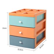 LIVINGANDHOME Living And Home 1 Piece Multifunctional Desktop Storage Box 3 Drawers Colourful PP Soft Silicone Handle Office Home Organising - 3-tier Colorful - View 8