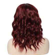 Red Wavy Curly Wig With Bangs, Short Women's Curly Bob Wig Medium-Long Burgundy Wig, Natural-Looking Heat-Resistant Synthetic Wig - Multicolor - View 4