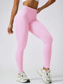 NcmRyu 3 chiếc quần thể thao nữ màu trơn, cạp cao, co giãn, không đường may, màu sắc nổi bật, thích hợp cho mùa xuân. - Nhiều màu - Xem 3