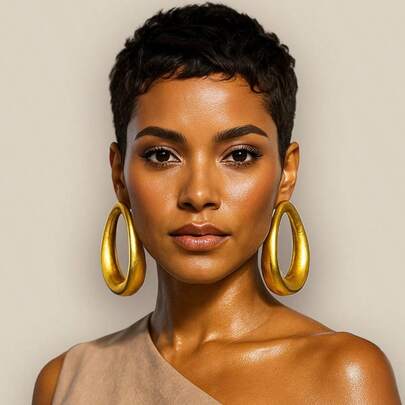 4 Inch Non-Lace Short Style Human Hair Wig,Stylish Black Pixie Cut Wig,Shiny Texture, Short Hair Wig