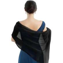 P Pothuiny Women Chiffon Sheer Shawl Wraps For Evening Dresses, 79inchx24inch Lightweight Soft Chiffon Scarfs Wedding Party Bridal,79inchx24inch,Black - 黑色 - 查看 3