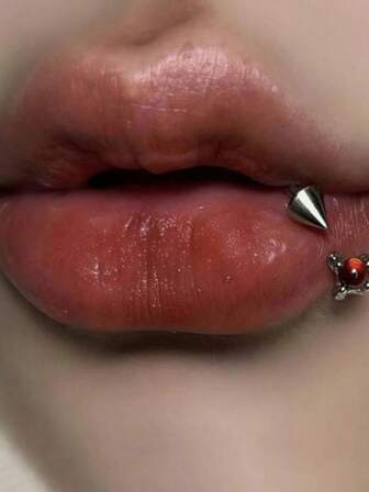 1pc Punk Gothic Retro Geometric Dragon Claw Lip Ring, Versatile Streetwear Accessory