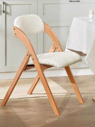 SoBuy Hopfällbar stol, klädd i trä, set om 2 - Ergonomisk köks- och matstol, hopfällbar och platsbesparande, helt monterad, för kök, balkong, kontor, vit 47,5 x 77 x 59 cm FST92-Wx2