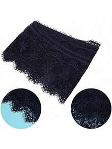 EstiloEncaje para Ropa, 14.5cm x 2.73m Encaje Bordado de Poliéster, Blanco y Negro, para Decoración de Vestidos, Manualidades y DIYVersión mejorada - Azul marino - Ver 4