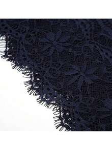 EstiloEncaje para Ropa, 14.5cm x 2.73m Encaje Bordado de Poliéster, Blanco y Negro, para Decoración de Vestidos, Manualidades y DIYVersión mejorada - Azul marino - Ver 9