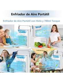EstiloTendenciaVentilador De Aire Acondicionado, Mini Enfriador De Aire Evaporativo Con 3 Velocidades Y 2 Modos De PulverizacióN, Aire Acondicionado PortáTil Con 700Ml De Tanque De Agua Para Oficina,Dormitorio,CocheCalidad PremiumVersióN Mejorada - 1 - Ver 10