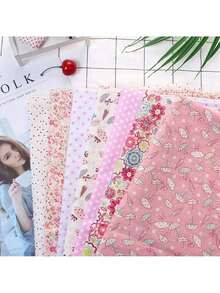 Estilo7 Unids Rosa Flores Cuadrados Tela De AlgodóN, Acolchar Coser Precut Material Sheet, Para DIY Craft Coser Trabajo Hecho A Mano(25 * 25Cm)VersióN Mejorada - 1 - Ver 3