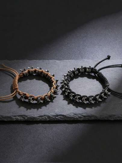 1 قطعة سوار معدني مجدول على الطراز البانك هيب هوب للرجال، قابل للتعديل الحجم، إكسسوار يدوي