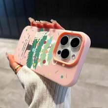 クリスマスツリー電話ケース カートゥーンスタイル 互換性のあるiPhone17/17pro/17promax/17Air/16pro/16plus/16promax/15/15promax/15pro/11/12/13/14promax/12mini/13mini/11pro/11promax/12pro/12promax/13pro/13promax/14pro/14promax クリスマスツリーとオーナメント ホリデーシーズンギフト かわいい猫の飾りデザイン 家族へのプレゼント 冬のおめでとうギフト クリスマスパーティーギフト - ピンク - チェックする 4