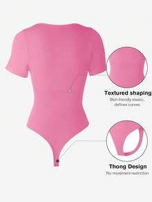 1pc Women Solid Color Shapewear Bodysuit, Tummy Control Slimming Jumpsuit