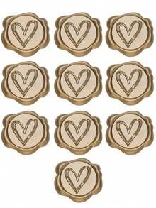 10 Pieces Letter Window Envelope DIY Handmade Gift Packaging Bag Wedding Invitation Card Cover Cash Envelope Stationery - Wax Seal (antique Bronze) Heart - View 12