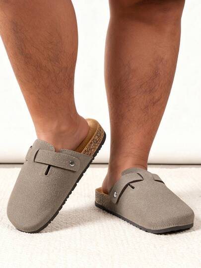 Pantuflas unisex de ajuste amplio con estilo retro - Correa ajustable con soporte de arco, parte superior de microfibra suave, plantilla acolchada, adecuadas para oficina, uso diario, pantuflas de interior, diseño clásico, ajuste cómodo, calzado casual para el hogar, estilo minimalista