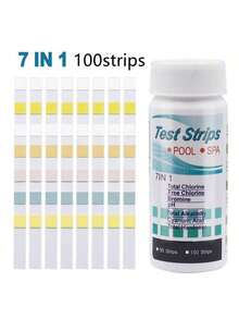 Tiras de prueba de calidad del agua 7 en 1, 50 piezas, tiras de prueba multifuncionales para piscina y spa, tiras de prueba para jacuzzi, miden con precisión el pH, dureza, cloro total, alcalinidad total, ácido cianúrico y bromo, monitorean fácilmente la calidad del agua de la piscina, adecuado para limpieza de piscinas de jardín, jacuzzis y spas, probador portátil. - Multicolor - Ver 8