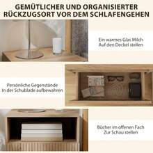 Nightstand, Handleless Design, Open Compartment, Drawer, Wall-Mounted, Light Brown - Khaki - View 3