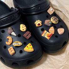 14pcs Cute Coffee Series Shoe Charms DIY Set, Fun Resin Shoe Charms, Durable, Detachable Design, Perfect Match For Summer Sandals - Brown - View 2