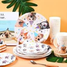 Dog Themed Disposable Tableware Set, 7/9 Inch Party Plates, Disposable Paper Plates And Cups Suitable For Holidays, Weddings, Engagements, Weddings, Birthdays, Parties, Celebration Events - Multicolor - View 4