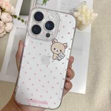 Domestic Shipping R-Rilakkumas Apple Phone Case Adorable Cartoon Bear Phone Case With Pink Polka Dots, Perfect For Y2K Kawaii Style  Phone Case Suitable For  17/16/15/14/13/12/11/Air/Pro/ProMax/Plus  Galaxy S21/22/S23/S24/S25 Plus Fe Ultra, A15/A16/A35 Cute Phone Case Anti-Drop Anti-Fingerprint - 彩色 - 查看 7