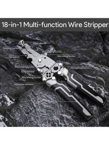 1 Pcs 18 In 1 Wire Stripper Foldable Wire Stripper Crimping Tool Cable Cutter Electrician Clamp 2025 New Multifunctional Portable Electrician Tool For Cutting And Pulling Wires Cable Cutter Gray - Wire Strippers - 1 Piece - View 4