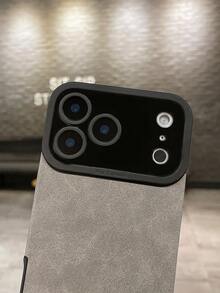 Premium Gray Leather Phone Case, Minimalist & Fashionable PU Leather, Soft-Touch Suede Finish, Anti-Scratch, Anti-Slip, Fingerprint-Resistant, Lens Protection, Compatible With IPhone 16/13, 17 Pro Max/17, 17 Pro