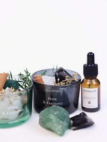 1pc Jasmine Aroma Diffuser Set, Crystal Aroma Stone, Jasmine Essential Oil Diffuser, Fragrance Stone Diffuser, Home Aroma Set, Living Room/Bedroom/Bathroom Aroma Decor, Air Purifier, Sleep Aid, Glass Base, Pink/Orange/Green, Includes 1 Bottle Jasmine Essential Oil - Jasmine - View 1