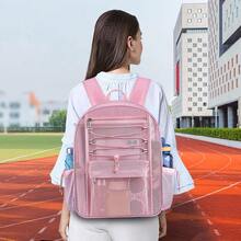 Mesh Backpack Heavy Duty For Schoolsss, 24L Large Mesh Bookbag For Adults, Black Schoolsss Bag With Comfort Padded Straps For Work Swimming Beach Fitness Sport(Pink),24L,Pink - 粉色 - 查看 7