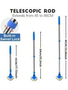 2-In-1 Extendable Bathroom Cleaning Brush Set, Stainless Steel Handle, Multi-Purpose Bathroom Cleaning Brush, Floor Scrub Brush, Shower Scrub Brush, Bathtub & Tile Scrub Brush, 180° Rotatable - Blue - View 10