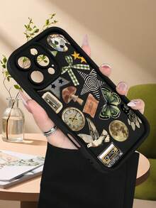 Funda de teléfono minimalista y gruesa a prueba de caídas con diseño navideño de gato, regalos y adornos, resistente al agua y arañazos, estilo festivo elegante para mujer, compatible con Apple 17/16/15/14/13/12/11/Pro/ProMax,compatible con Galaxy A34/A35/A54/A55,Galaxy S20/S21/S22/S23/S24/S25 Ultra/Plus,compatible con Moto/Galaxy/Redmi/Honor/OPPO Soft - Negro - Ver 4