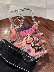 Paul Frank 官方授权透明太空手机壳，全覆盖防震摄像头保护，气球猴字母星星花朵图案，全新兼容 13/14/15/16/17 Pro Max 手机保护套 - 彩色 - 查看 3
