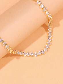 1pc Gold Bare Diamond Anklet, Suitable For Daily Wear - Gold - View 3