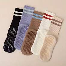 4 Pairs Women's Yoga Socks, Striped Sports Warm Non-Slip Breathable Socks Suitable For Pilates And Dancing - Multicolor - View 4