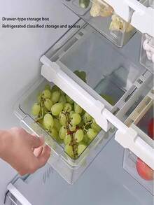 1 Stück Kühlschrankaufbewahrungsbox zum Aufhängen - transparenter Obst- und Gemüseaufbewahrungsbehälter, universaler Kühlschrank-/Gefrierschrankaufbewahrungsbehälter - Transparent - Übersicht 4