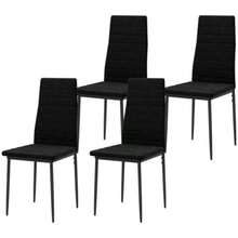 Set Of 4 Dining Chairs, Without Armrests, Fabric Upholstery, Metal Legs, Black - Black - View 1
