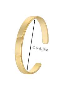Charm-In Bracelete Aberto Minimalista Banhado a Ouro para Mulheres - Acessório Diário Elegante e Presente Clássico para Ela - Dourado - Visão 5