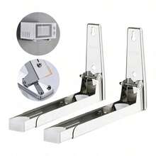 Soporte de acero inoxidable para microondas, de montaje en pared, plegable y extensible, par de color plateado, ideal para cocina - Plateado - Ver 1